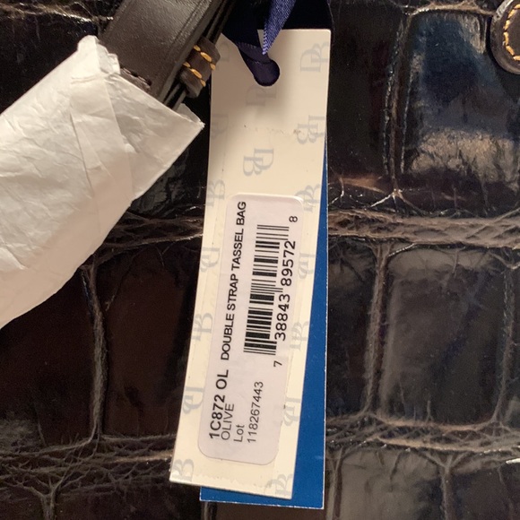 Dooney & Bourke Croco-Embossed Leather Double Strap Tassle Bag - Picture 9 of 14
